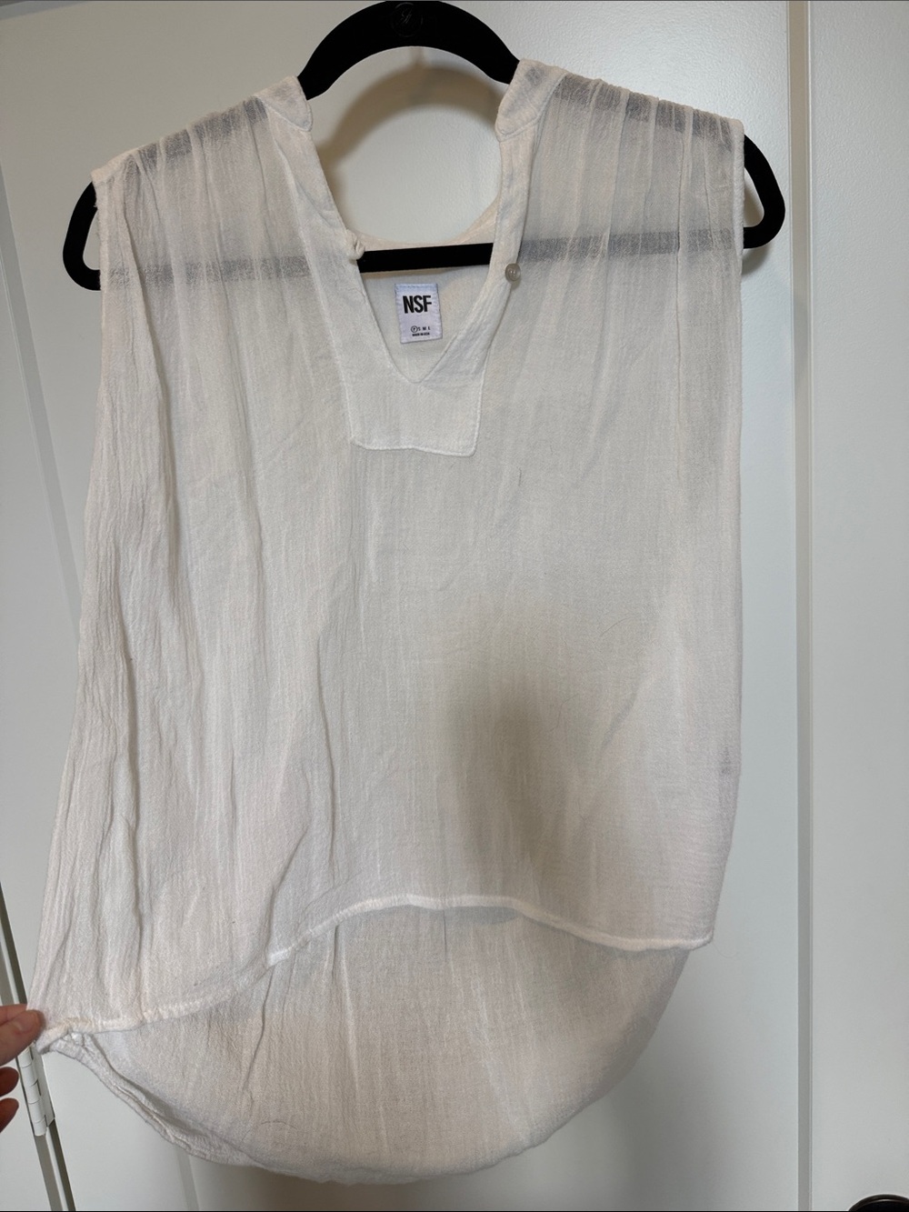NSF White Sheer Gauze Sleeveless Tunic